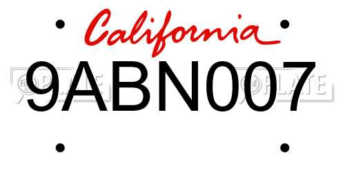 9ABN007 California License Plate