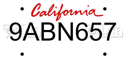 9ABN657 California License Plate