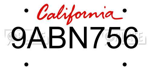 9ABN756 California License Plate