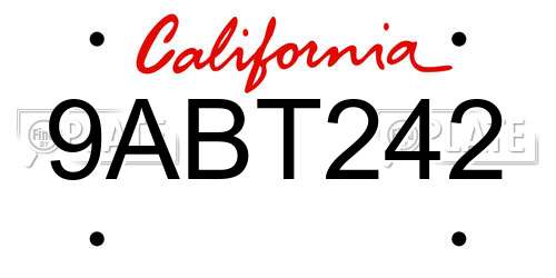 9ABT242 California License Plate