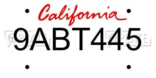 9ABT445 California License Plate