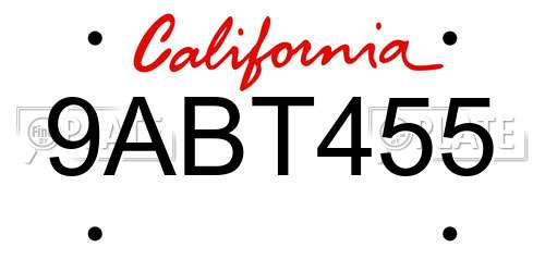 9ABT455 California License Plate