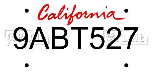 9ABT527 California License Plate