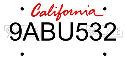 9ABU532 California License Plate