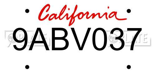 9ABV037 California License Plate