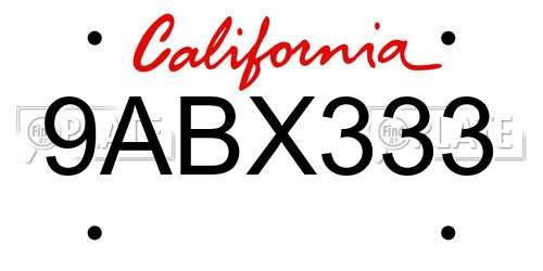 9ABX333 California License Plate