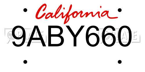 9ABY660 California License Plate