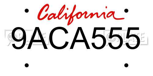 9ACA555 California License Plate