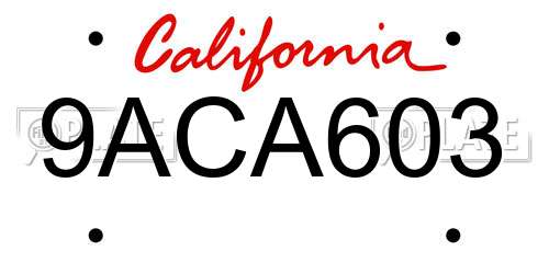 9ACA603 California License Plate