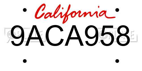 9ACA958 California License Plate