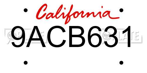 9ACB631 California License Plate