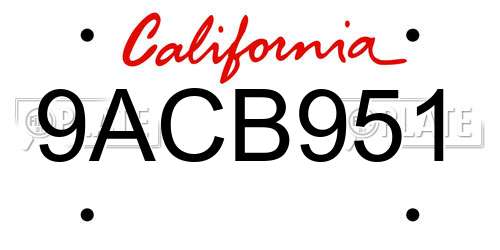 9ACB951 California License Plate