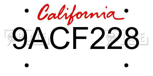 9ACF228 California License Plate