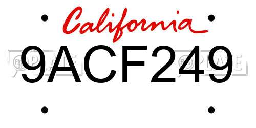 9ACF249 California License Plate