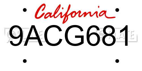9ACG681 California License Plate