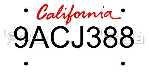 9ACJ388 California License Plate