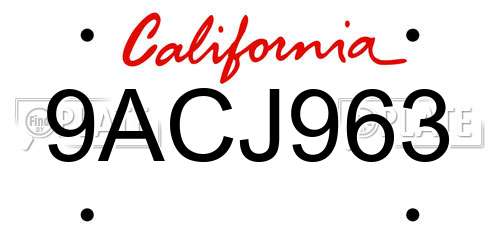 9ACJ963 California License Plate