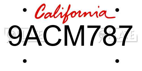 9ACM787 California License Plate