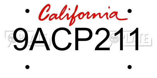 9ACP211 California License Plate