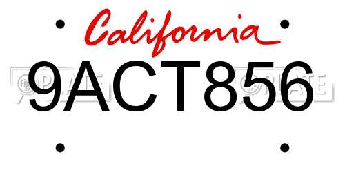 9ACT856 California License Plate