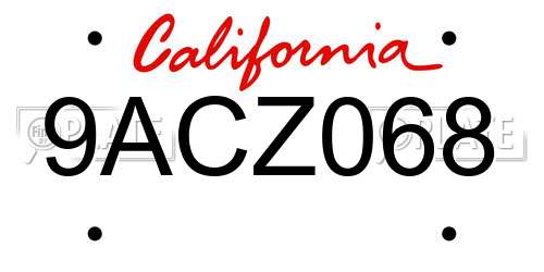 9ACZ068 California License Plate