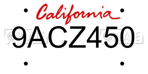 9ACZ450 California License Plate