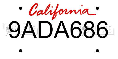 9ADA686 California License Plate