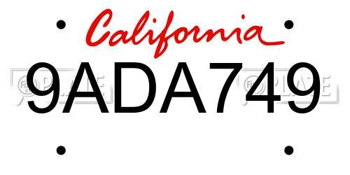 9ADA749 California License Plate