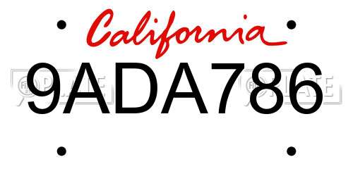 9ADA786 California License Plate