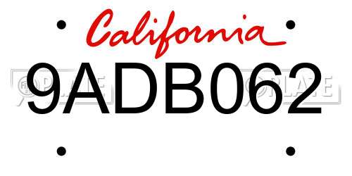 9ADB062 California License Plate