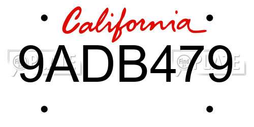 9ADB479 California License Plate