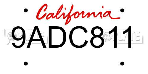 9ADC811 California License Plate