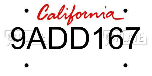 9ADD167 California License Plate