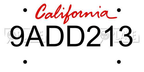 9ADD213 California License Plate