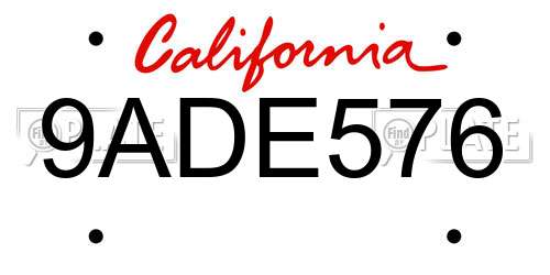9ADE576 California License Plate