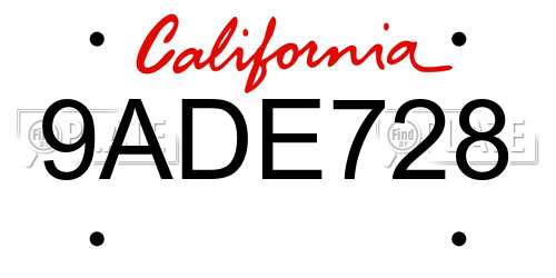 9ADE728 California License Plate