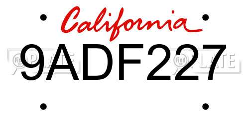 9ADF227 California License Plate