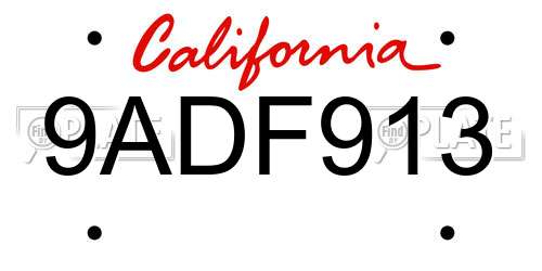 9ADF913 California License Plate