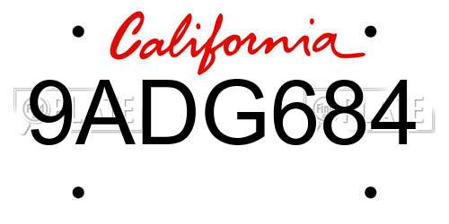 9ADG684 California License Plate