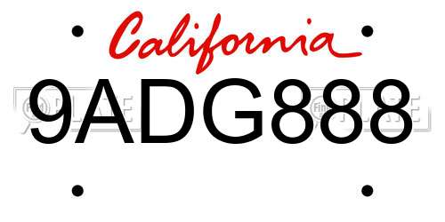 9ADG888 California License Plate