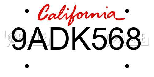 9ADK568 California License Plate