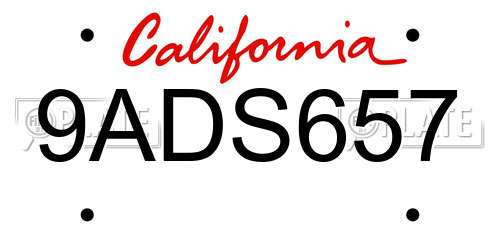 9ADS657 California License Plate