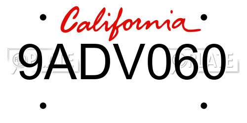 9ADV060 California License Plate
