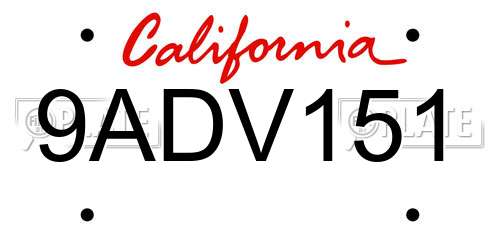 9ADV151 California License Plate