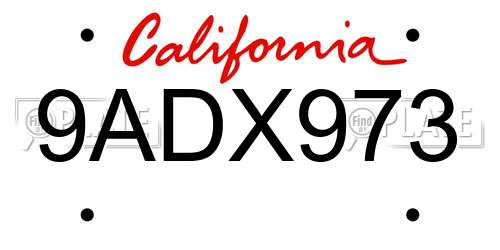 9ADX973 California License Plate