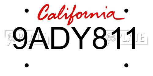 9ADY811 California License Plate