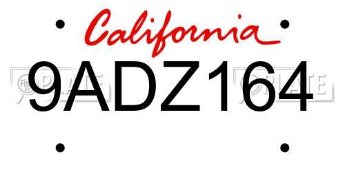9ADZ164 California License Plate