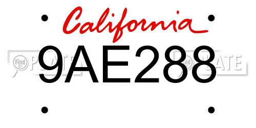 9AE288 California License Plate