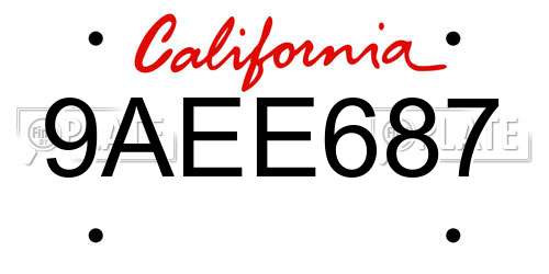 9AEE687 California License Plate