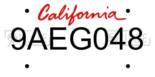 9AEG048 California License Plate
